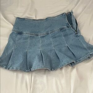 Refuge Light Blue Pleated Mini Skirt